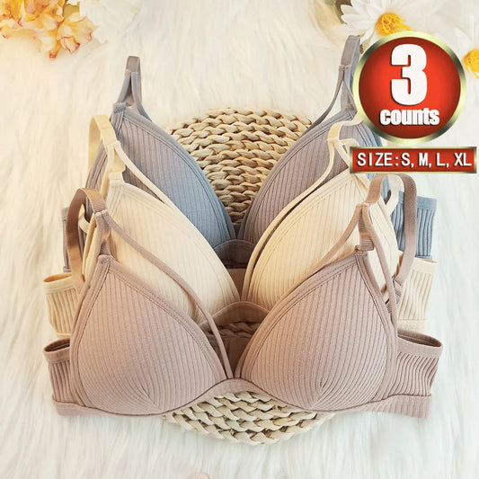 Women'S Plain Wireless Fitted Knit Everyday Bra, Soft Comfortable Adjustable Strap Bra for Daily Wear, Ladies Lingerie for All Seasons, Underwear, Casual, Adjustable Strap Bralette, Cutout Bra