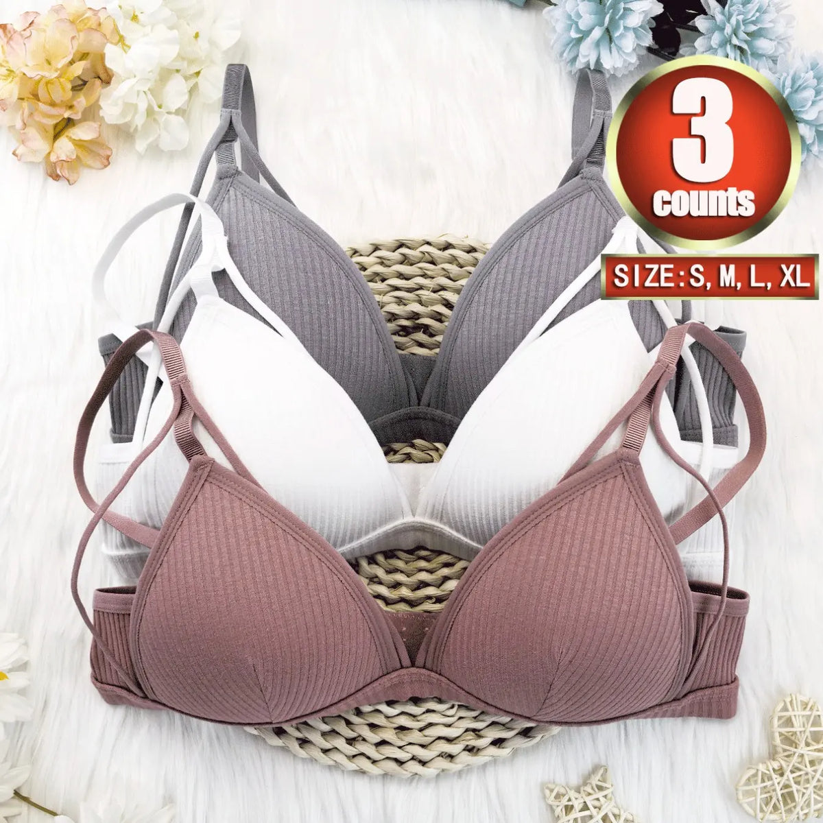 Women'S Plain Wireless Fitted Knit Everyday Bra, Soft Comfortable Adjustable Strap Bra for Daily Wear, Ladies Lingerie for All Seasons, Underwear, Casual, Adjustable Strap Bralette, Cutout Bra