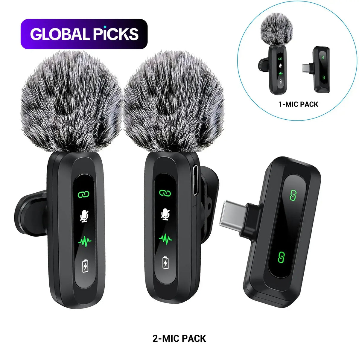 Professional Wireless Lapel Microphone for Iphone & Android, Rechargeable Portable Mic for Video Recording, Teaching, Interviews, Live Podcast Equipment, Live Broadcast Equipment, Podcasts & Mics for Vlogging #GLOBAL PICKS