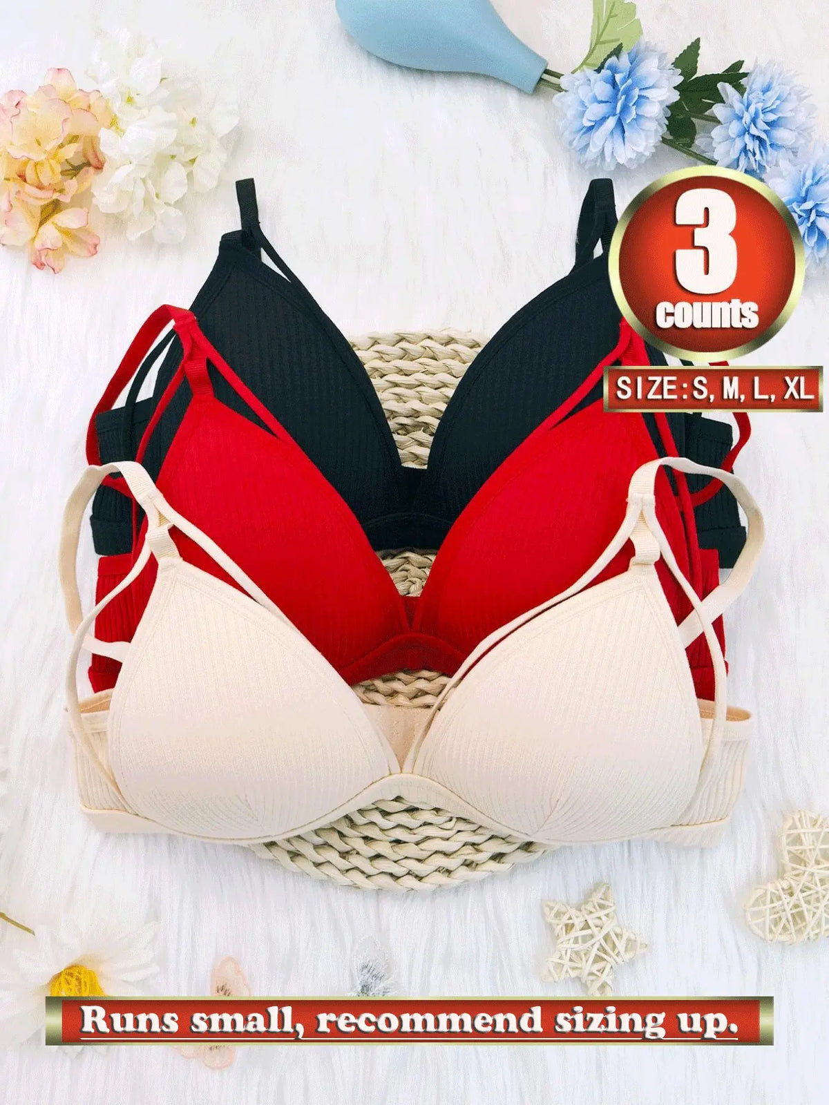 Women'S Plain Wireless Fitted Knit Everyday Bra, Soft Comfortable Adjustable Strap Bra for Daily Wear, Ladies Lingerie for All Seasons, Underwear, Casual, Adjustable Strap Bralette, Cutout Bra