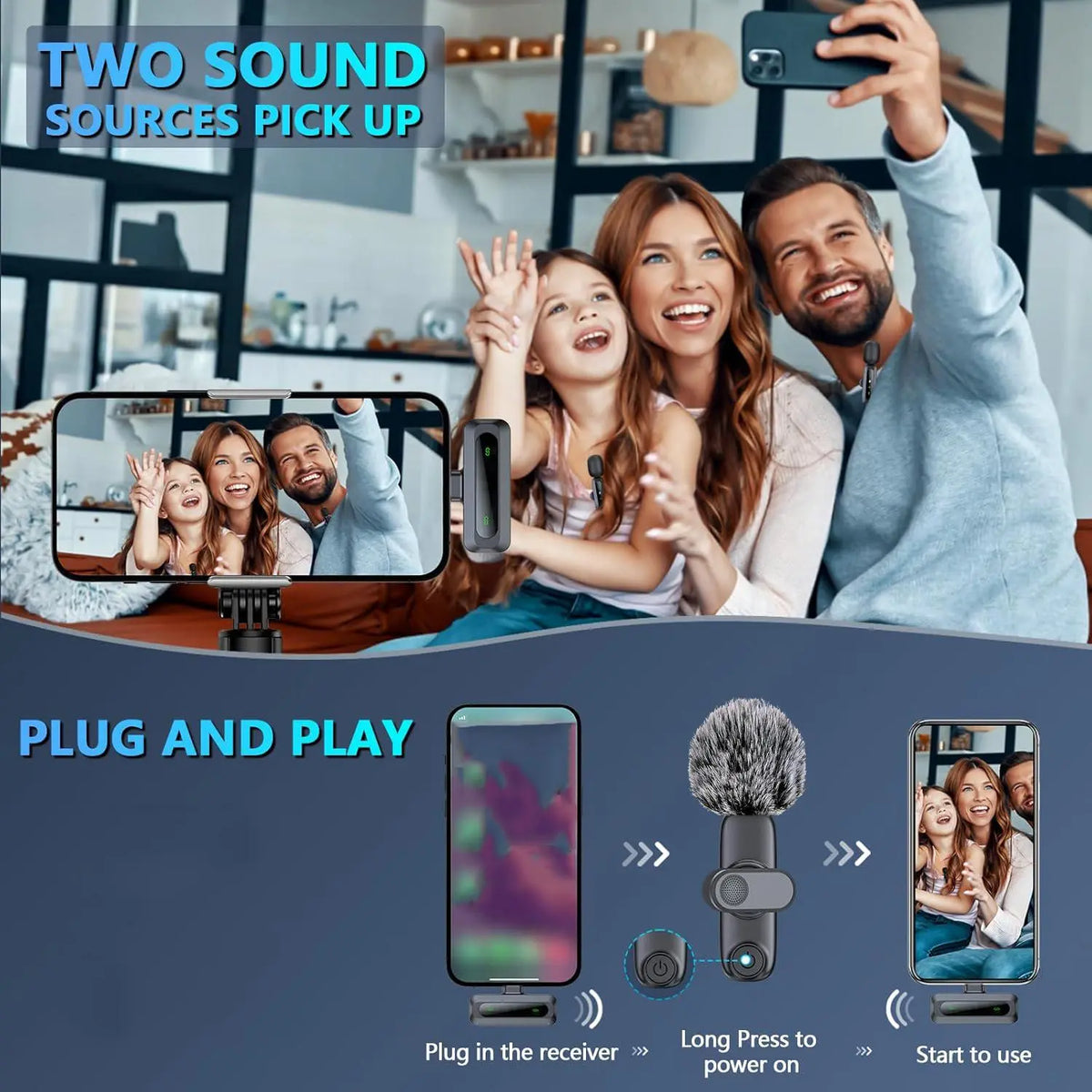 Professional Wireless Lapel Microphone for Iphone & Android, Rechargeable Portable Mic for Video Recording, Teaching, Interviews, Live Podcast Equipment, Live Broadcast Equipment, Podcasts & Mics for Vlogging #GLOBAL PICKS