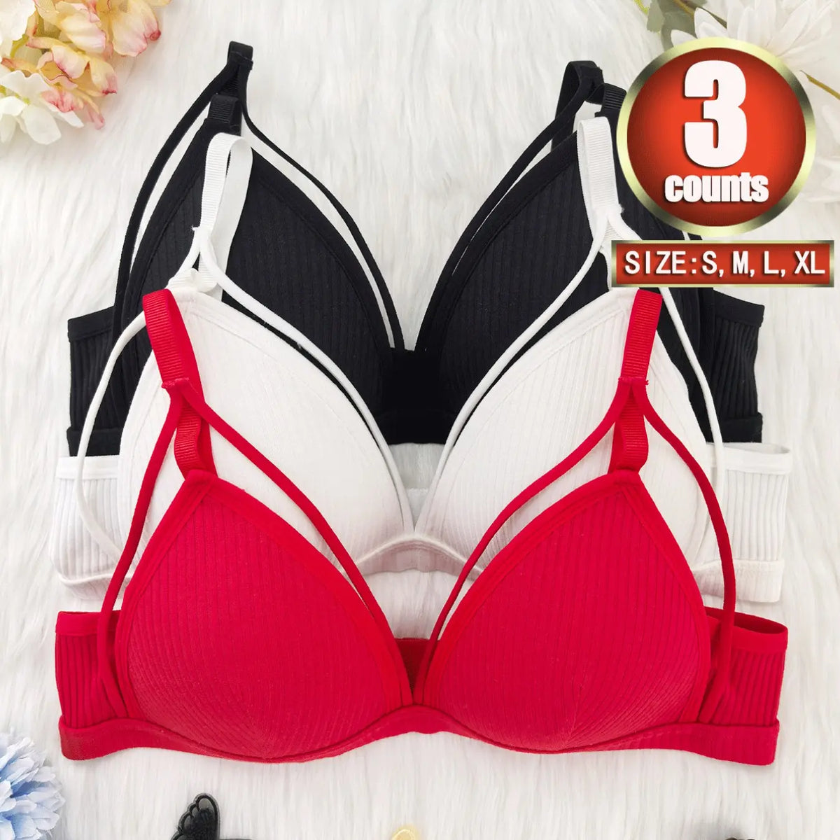 Women'S Plain Wireless Fitted Knit Everyday Bra, Soft Comfortable Adjustable Strap Bra for Daily Wear, Ladies Lingerie for All Seasons, Underwear, Casual, Adjustable Strap Bralette, Cutout Bra