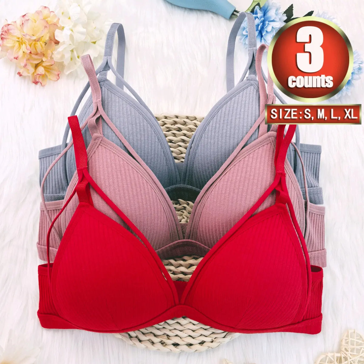 Women'S Plain Wireless Fitted Knit Everyday Bra, Soft Comfortable Adjustable Strap Bra for Daily Wear, Ladies Lingerie for All Seasons, Underwear, Casual, Adjustable Strap Bralette, Cutout Bra