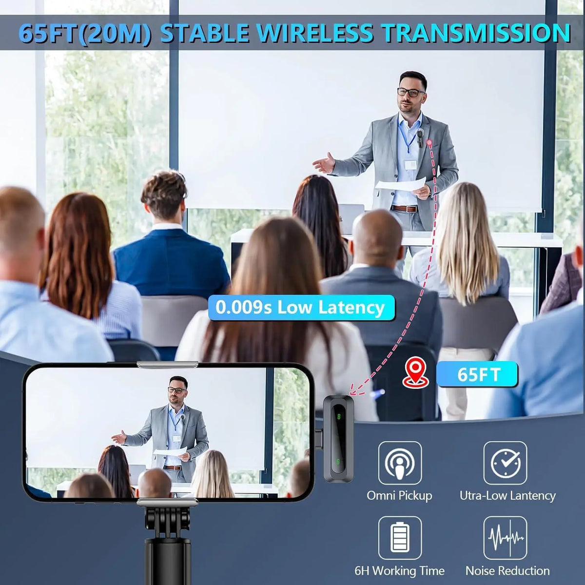 Professional Wireless Lapel Microphone for Iphone & Android, Rechargeable Portable Mic for Video Recording, Teaching, Interviews, Live Podcast Equipment, Live Broadcast Equipment, Podcasts & Mics for Vlogging #GLOBAL PICKS