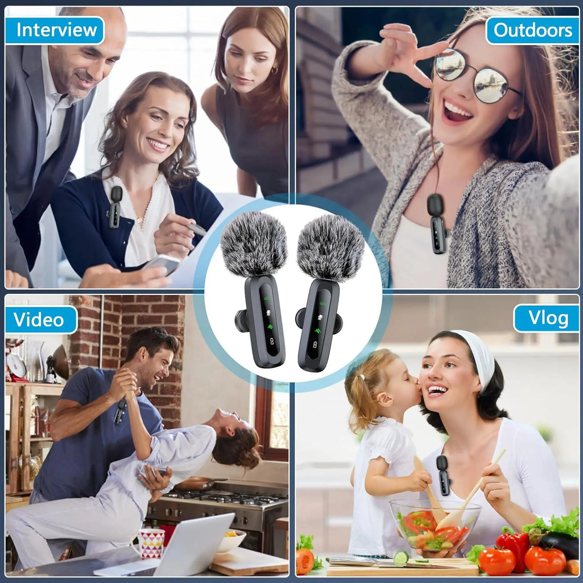 Professional Wireless Lapel Microphone for Iphone & Android, Rechargeable Portable Mic for Video Recording, Teaching, Interviews, Live Podcast Equipment, Live Broadcast Equipment, Podcasts & Mics for Vlogging #GLOBAL PICKS