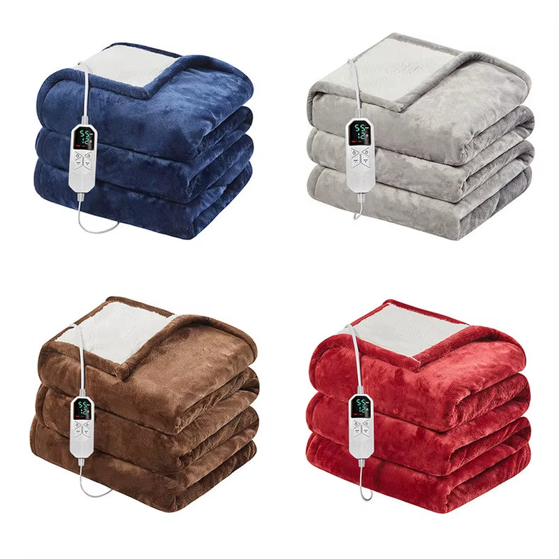 Winter Household Electric Blanket with Washable and Intelligent Power-Off Function, Flannel Warm Blanket