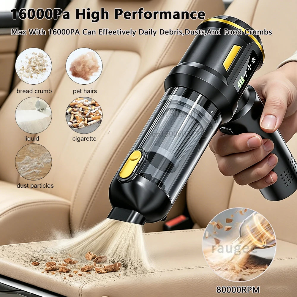 Car Vacuum Cleaner Portable Wireless Vacuum Cleaner 16000PA Strong Suction Handheld Vacuum Cleaner Powerful Blower for Car Home
