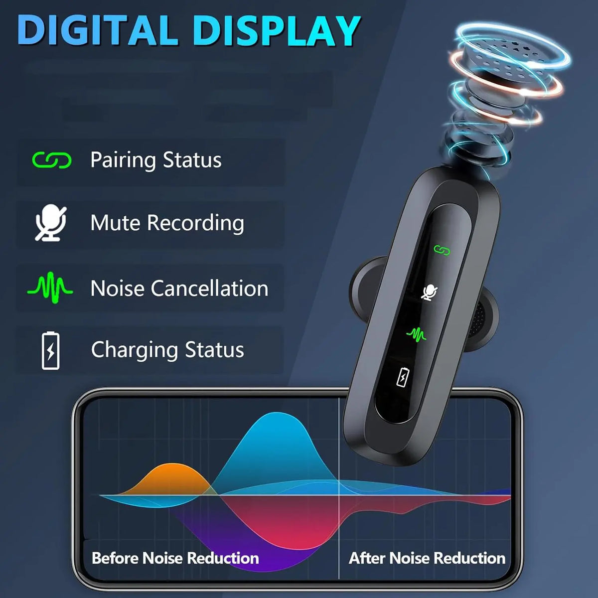 Professional Wireless Lapel Microphone for Iphone & Android, Rechargeable Portable Mic for Video Recording, Teaching, Interviews, Live Podcast Equipment, Live Broadcast Equipment, Podcasts & Mics for Vlogging #GLOBAL PICKS