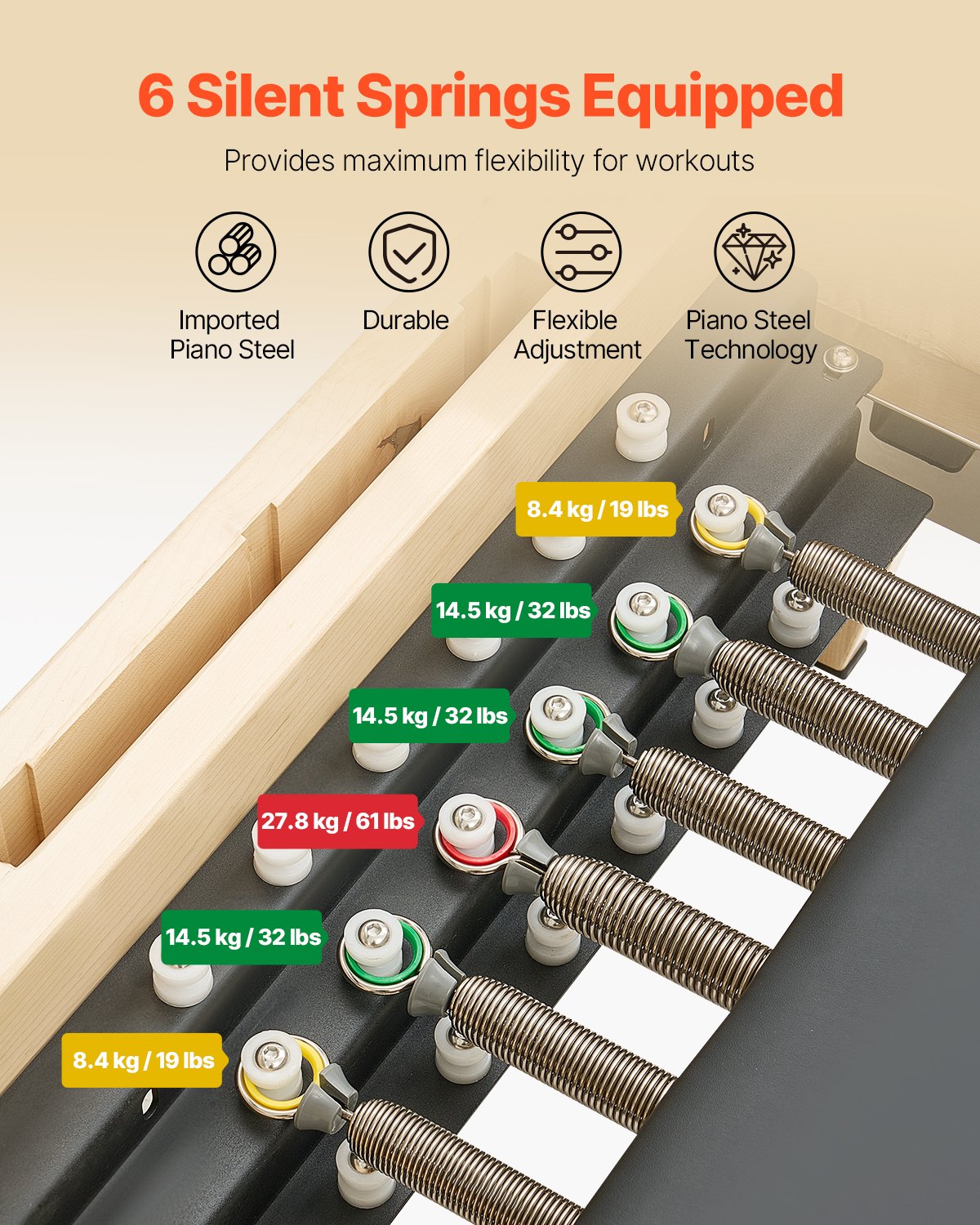 Machine de Pilates Reformer, équipement de Pilates en bois pour la maison