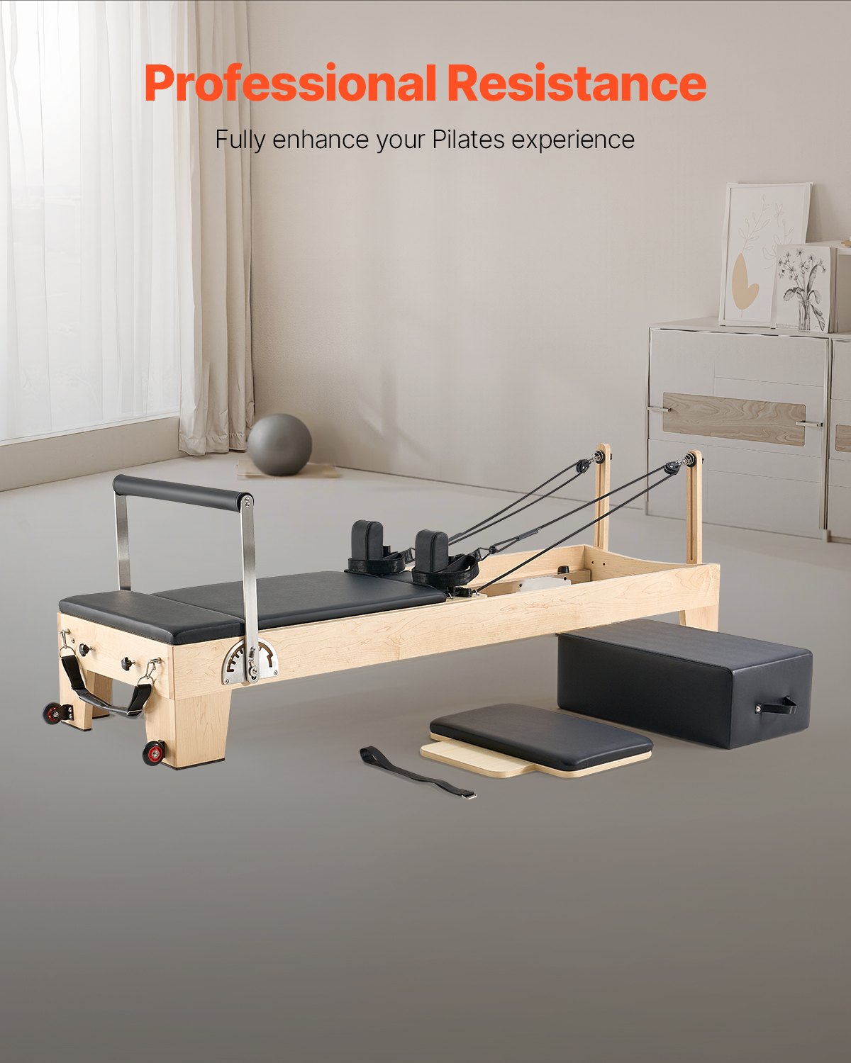 Machine de Pilates Reformer, équipement de Pilates en bois pour la maison