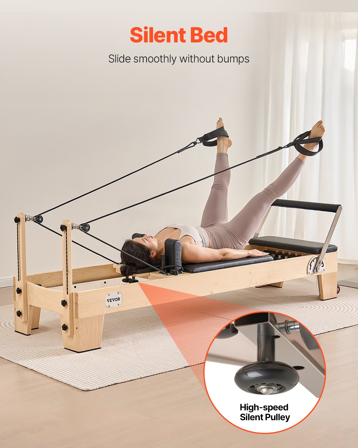 Machine de Pilates Reformer, équipement de Pilates en bois pour la maison