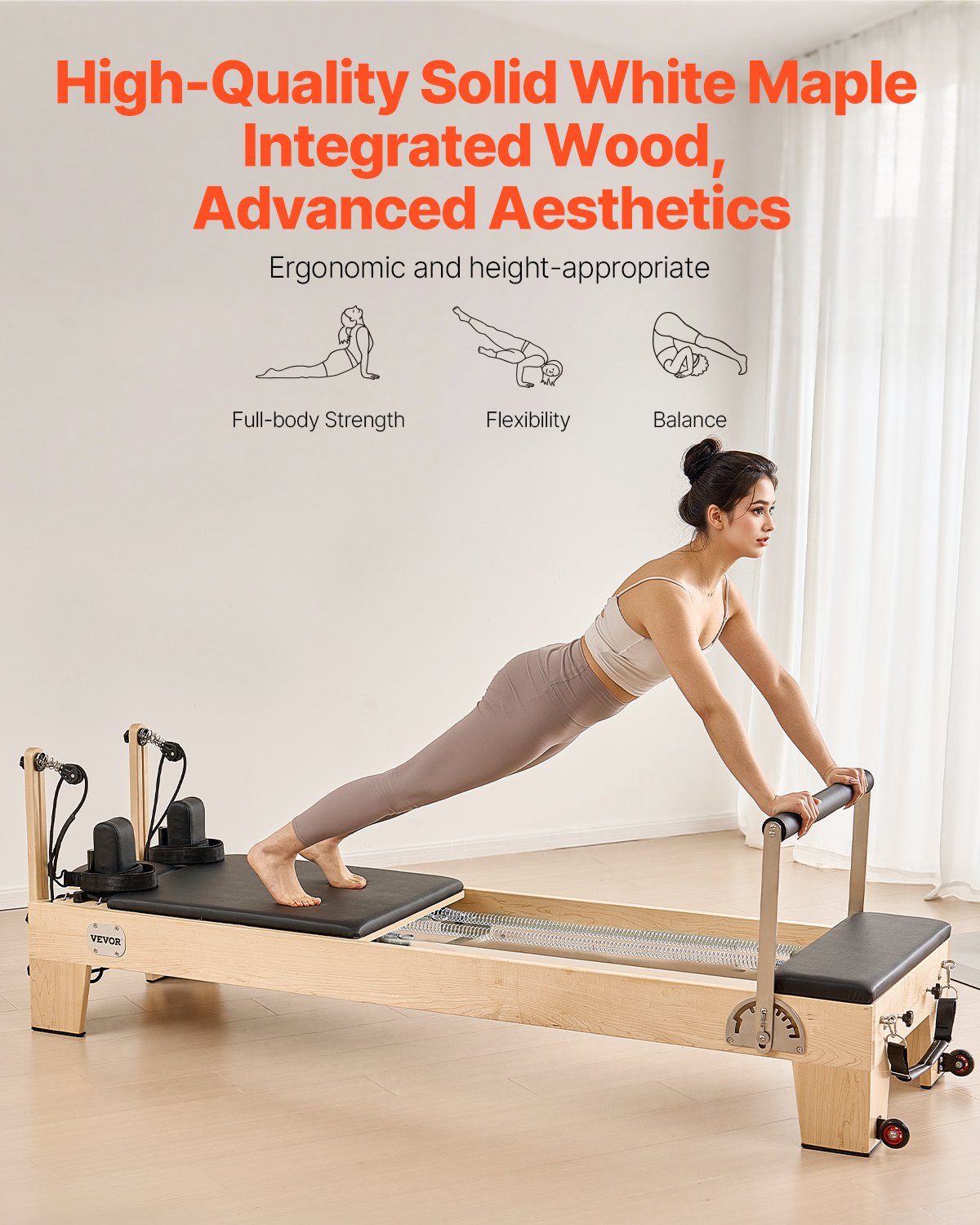 Machine de Pilates Reformer, équipement de Pilates en bois pour la maison