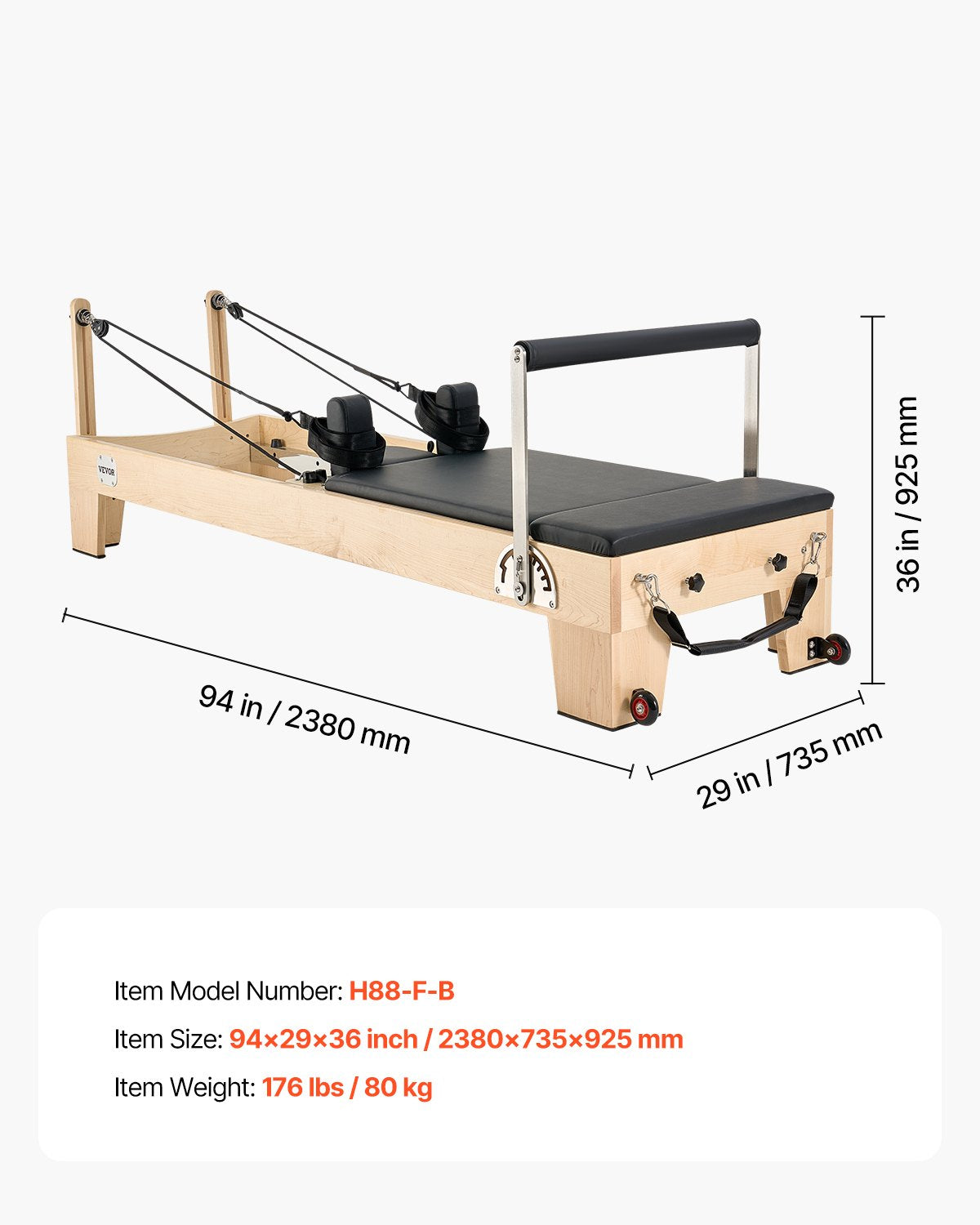 Machine de Pilates Reformer, équipement de Pilates en bois pour la maison
