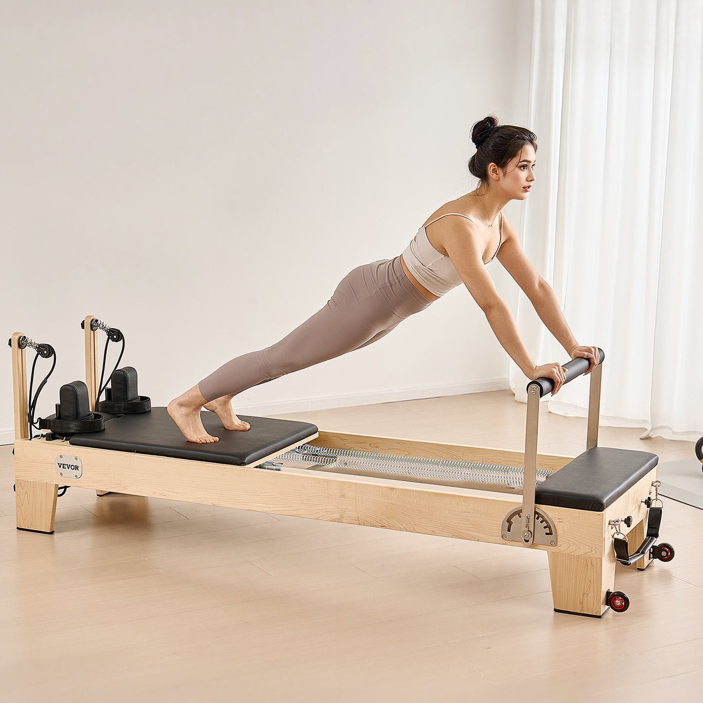 Machine de Pilates Reformer, équipement de Pilates en bois pour la maison